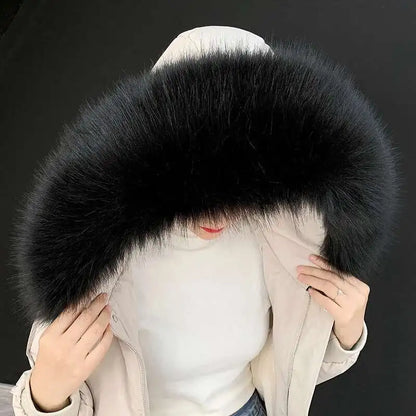 Detachable Faux Fur Collar Extra Large Warm Fake Fur Scarf Wrap Evening Cape For Winter Womens Coat Faux Fur Hood Ttrim Collar