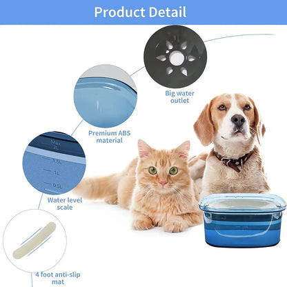 Pet Water Bowl Leakproof Anti-Slip 2L Large Capacity Dog Water Bowl Transparent Basin For Dogs Traveling Drinking Water