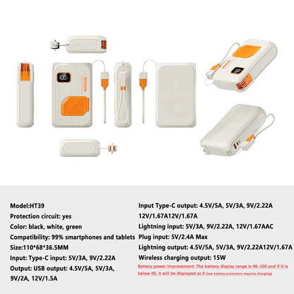 3 in 1 Energy Storage Charger Portable Wireless Power Bank 22.5w with Stand 20,000mah Waterproof & Sturdy Design