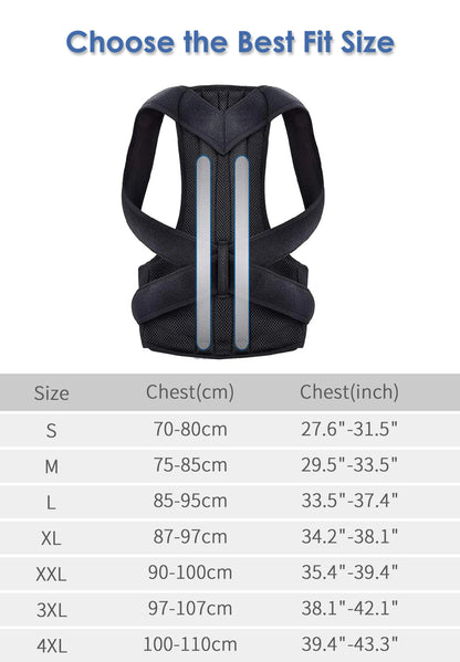 Adjustable Posture Corrector Brace for Hunchback Relief - Comfortable Invisible Back Support Improves Sitting Standing Posture