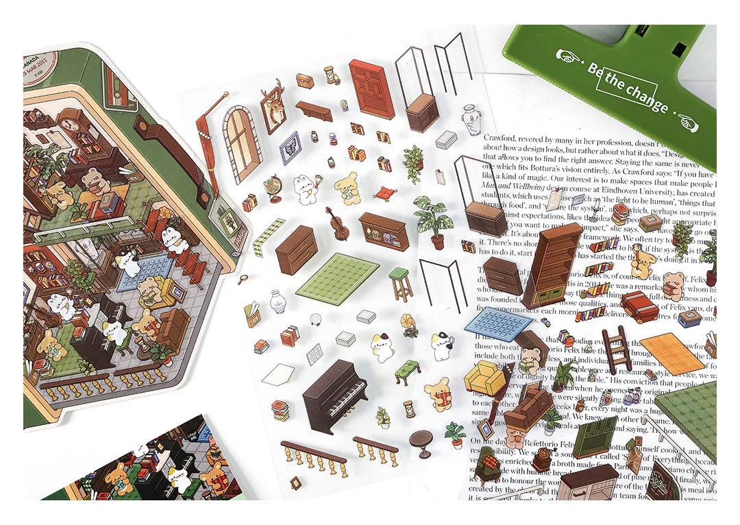 Creative Design Outdoor Scene Sticker for Student Cute Cartoon DIY Decor Landscaping Sticker Scrapbook Journal Student Sticker