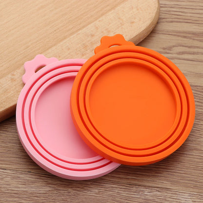 3In1 Silicone Reusable Soft Pet Seal Feed Cans Lid Keep Food Fresh Cover Flexible Storage Household Cup Glass Bottle With Spoon