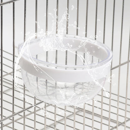 Bird Feeding Bowl Detachable Transparent Bowl Plastic Food Cup For Cage Convenient Hanging Seed Water Feeder for Parrots