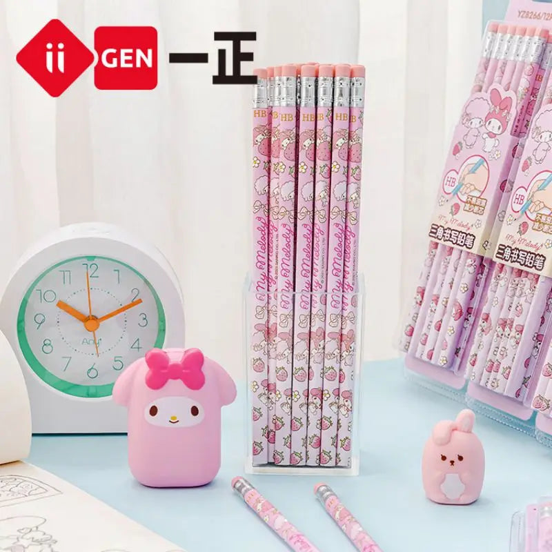 12pcs/set Sanrio Series Melody Triangle Writing Pencil Set Cute Student Pencil Creative Writing Pencil School Student Stationery