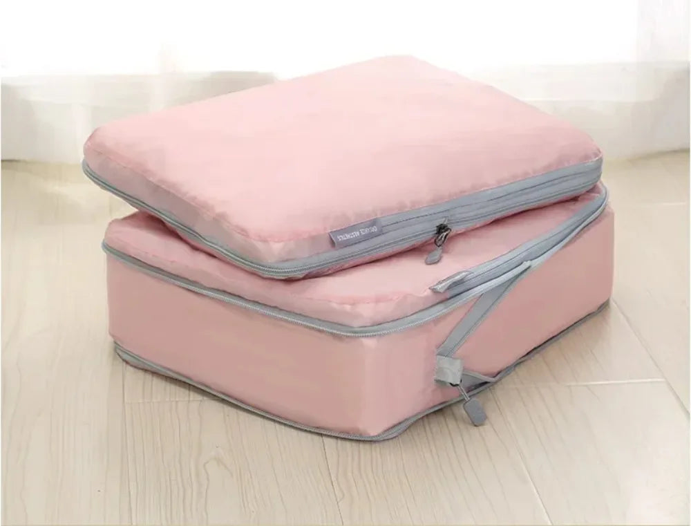 1pc Portable Travel Compression Packing Cubes Bag Suitcase Clothes Organizers Waterproof Luggage Storage Cases Drawer Bags