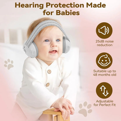 2-in-1 Baby Ear Muffs for Hearing Protection Noise Cancelling Earmuffs for Babies 2 Headbands Travel Essentials for Airplane