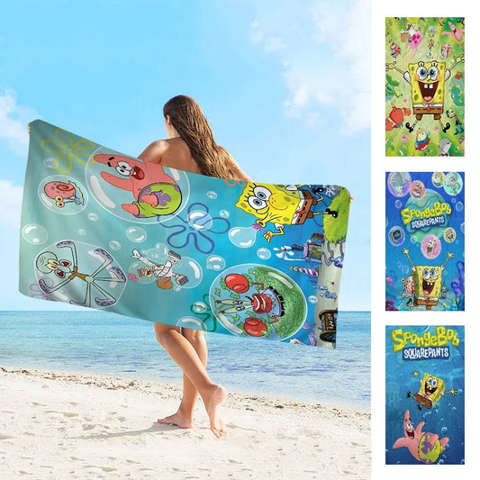 Funny-Cartoon S-Spongebobes-Cute-Pants Bath Towel Soft Water Absorbing Breathable For Girl Kids Decorative Cartoon Beach Towel