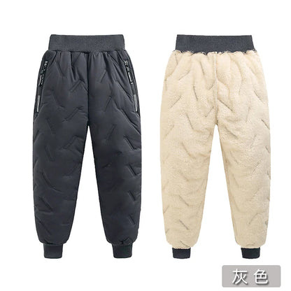 Winter Children Cotton Thick Pants Boys Padded Thickened Pants Teen Kids Cotton Lamb Wool Cotton Trousers