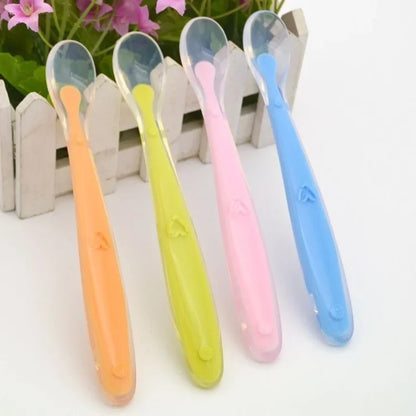 New Baby Soft Safety Spoon Bowl Container Silicone Spoons Tableware for Child Infant Solid Feeding Flatware Toddler Care Feeder