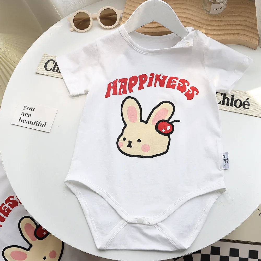 Family Cute Matching T Shirts Parent-child Rabbit Clothes Funny Dad Mom and Son Daughter Cotton Tees Tops Baby Newborn Bodysuit