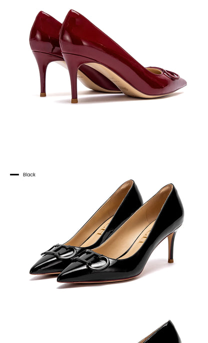 CHCH Women's High Heels New Lacquer Leather Women's Business Wedding Shoes 7cm