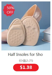 Half Insoles for Shoes Inserts Forefoot Insert Non-slip Sole Cushion Reduce Shoe Size Filler High Heels Pain Relief Shoe Pads