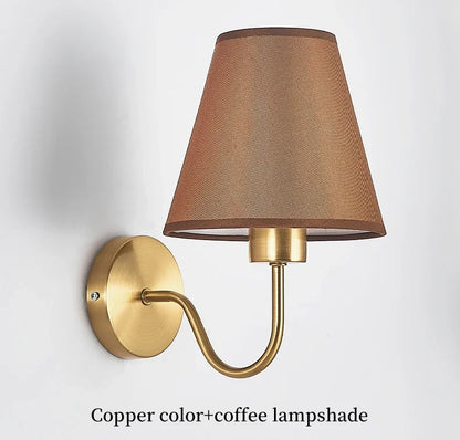 LED Retro Wall Lamp E27 Minimalist Creative Fabric Decorative Lamp Bedroom Hotel Bedside Study Indoor Household Lighting Fixture