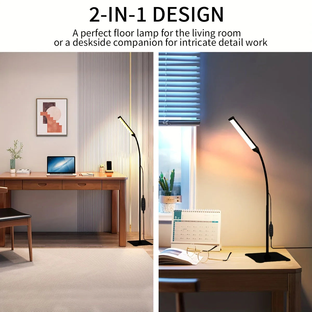 LED Floor Lamp, Eye Caring Reading dimmable desk lamp  flexible gooseneck [120 LED 3 color] for living room, bedroom, office