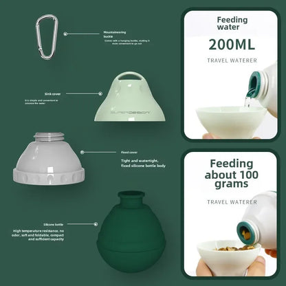 200ml Dog Travel Water Bottle Detachable Bowl Leak Proof Portable Food Feeder Small Dog Cat Supplies for Walking Hiking Travel