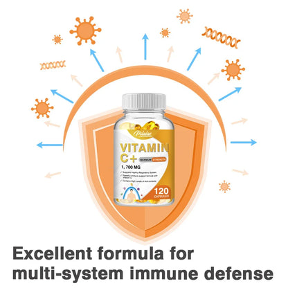 Vitamin C 1700 Mg - Powerful Immune Support, High Levels of Antioxidants with Vitamin D3, Zinc, Elderberry