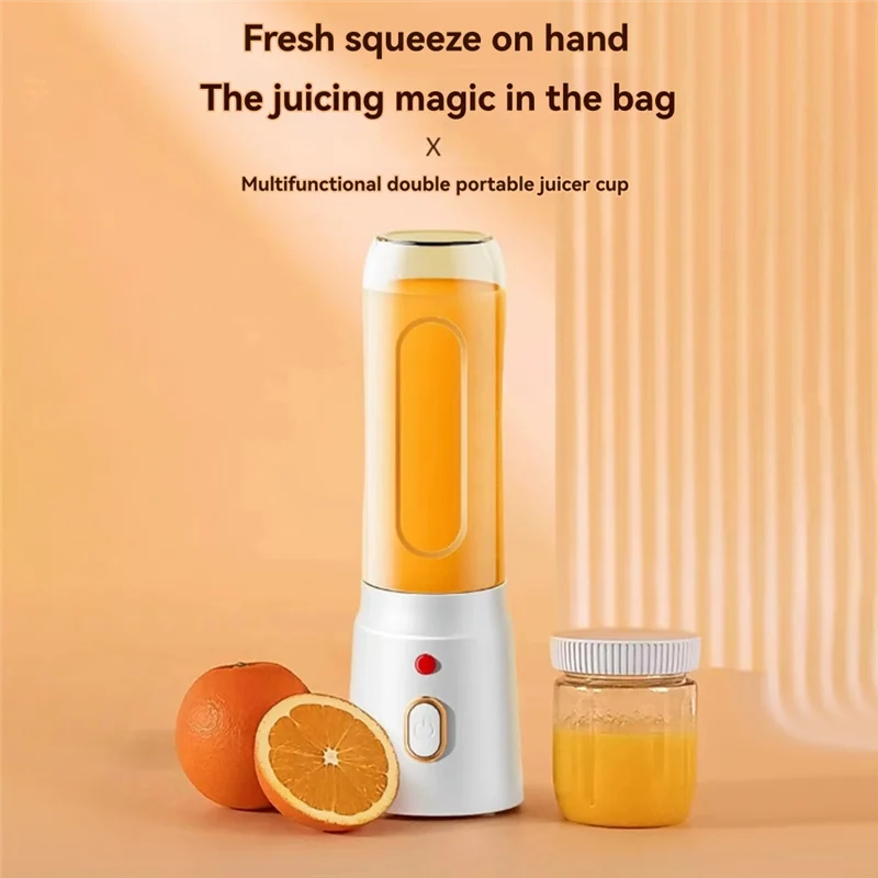 B84B-450Ml Blender Double Cup USB Rechargeable With 10-Blades Smart Safety Lock Automatic Power Off When Cover Is Opened