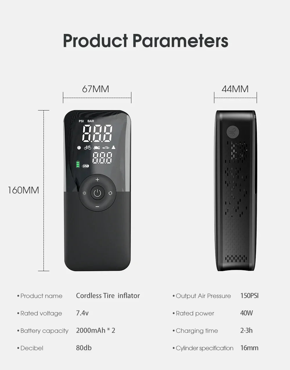 12V Air Pump for Car and Motorcycle - Portable Tyre Inflator Electric Pump Air Compressor for Cars, Motorcycles, and Bicycles