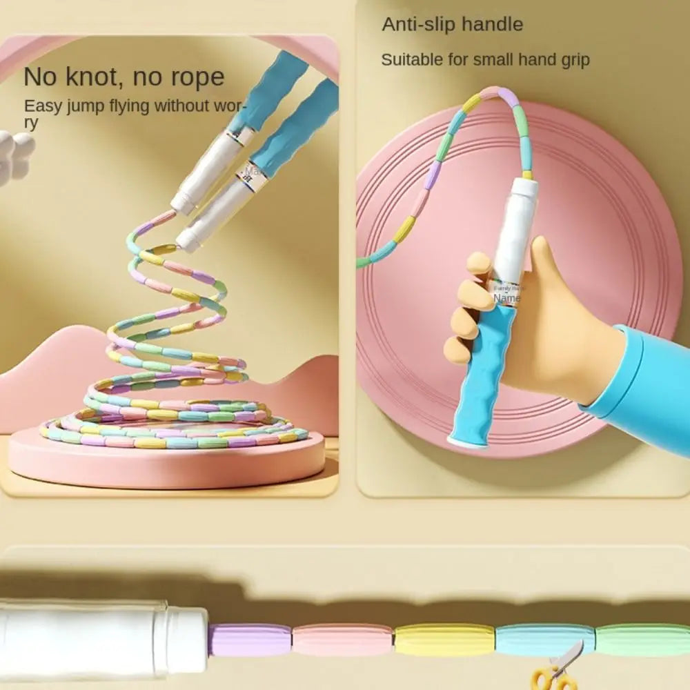 Bamboo Joint Soft Bead Skipping Rope Anti-Skid Solid Color Segmented Fitness Jump Rope Unisex 2.8m Sports Rope Children