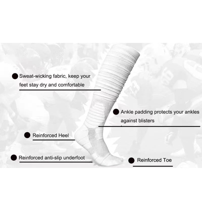Football Socks Extra Long Padded Scrunch Athletic Socks Extra Long Stockings Outdoor Sports Accessories for Men Women