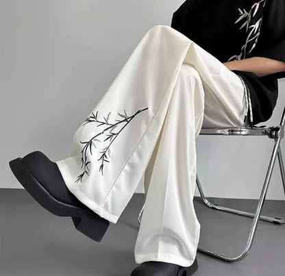 Social Tailoring Business Work Man Suits Pants Office Ice Silk Cooling Trousers for Men Fabric Korean Style Clothes Designer Up