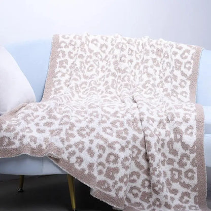Super Soft Leopard Print Blanket, Warn Knitted Fleece Blanket, Sofa Nap Lightweight Blanket