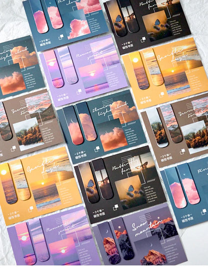 2 pcs Creative scenic magnetic bookmark Student decorative book holder reading accessories Student office Supplies