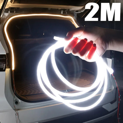 LED Car Trunk Atmosphere Light Strip Silicone Universal Cuttable Auto On Off Mood Lamp White Warm White Interior Decoration Kit