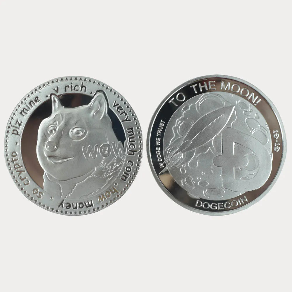 Gold Plated Wow DogeCoin Gold Silver Plated Commemorative WOW Coins Pattern Dog Metal Coins