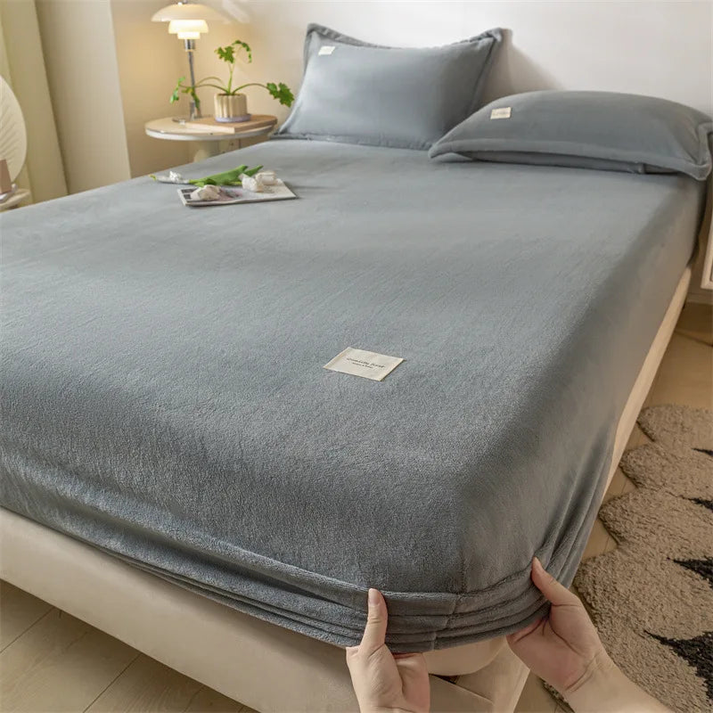 Velvet Thermal Mattress Cover, Plush Fabric Sheets For Winter, Bed Cover, Bed Sheets Set For Single Double King Queen Bed120x200