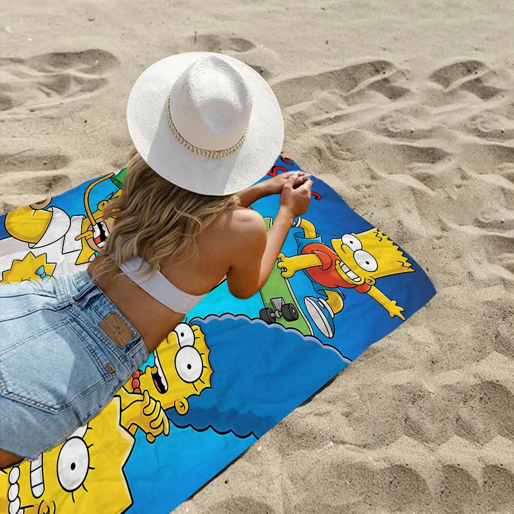 THE S-SIMPSONS Anime Cartoon Beach Towel Cute Kawaii Room Decor Bath Girls Children Hand Towels For Bathroom Shower