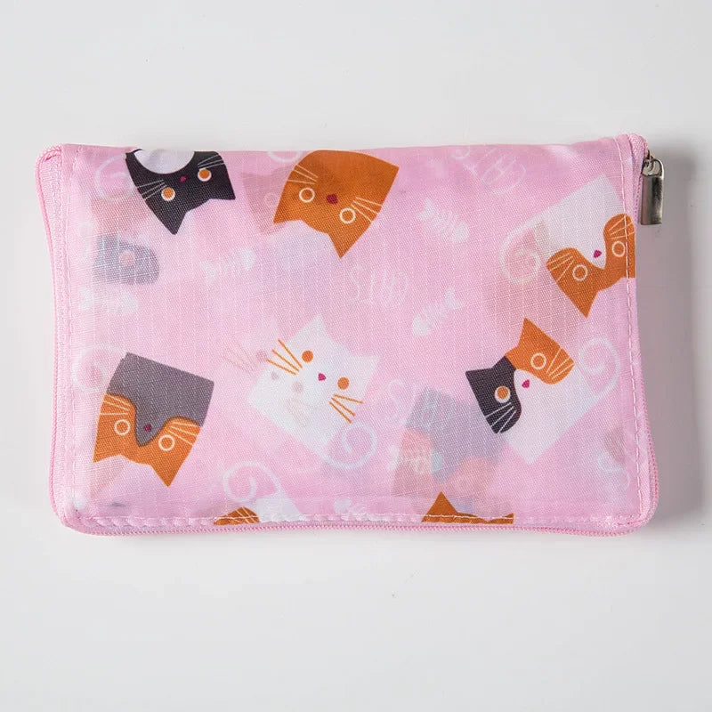 Waterproof Printing Reusable Shopping Bag Tote Bags Fashion Eco Friendly Shopping Bag Foldable Zipper Women's Handbags