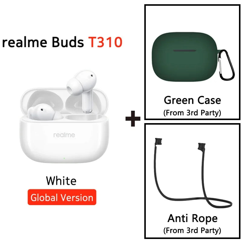 Global Version realme Buds T310 True Wireless Earphone 46dB Active Noise Cancelling TWS Earphone Bluetooth 5.4 For realme phone