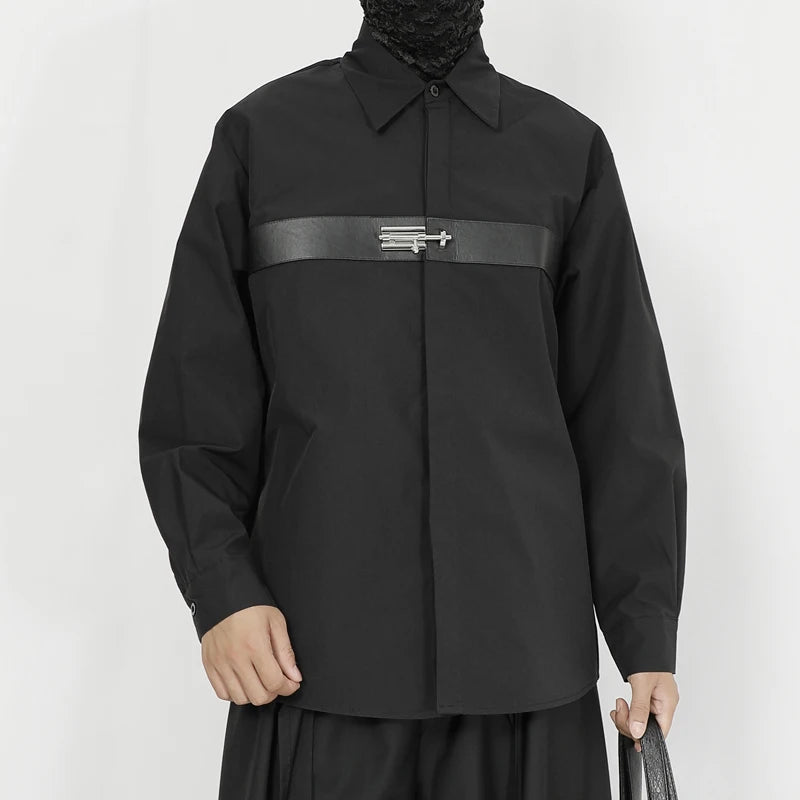 Men's shirt original 2023 new niche design feeling young men's fashion leisure loose black long sleeve shirt in the autumn