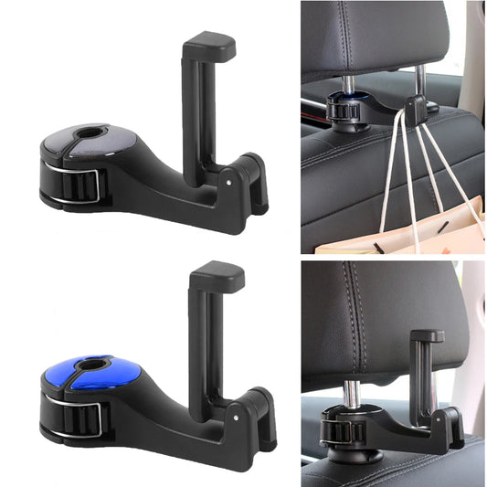 2 in 1 Car Back Seat Hook Portable Auto Seat Headrest Hanger Storage Hook Mobile Phone Bracket Handbag Cloth Clip