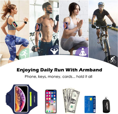 HAISSKY Zipper Pocket Running Sports Armband For iPhone 16 15 14 13 12 11 Pro Max 15 Plus Belt On Hand Phone Brassard Bags