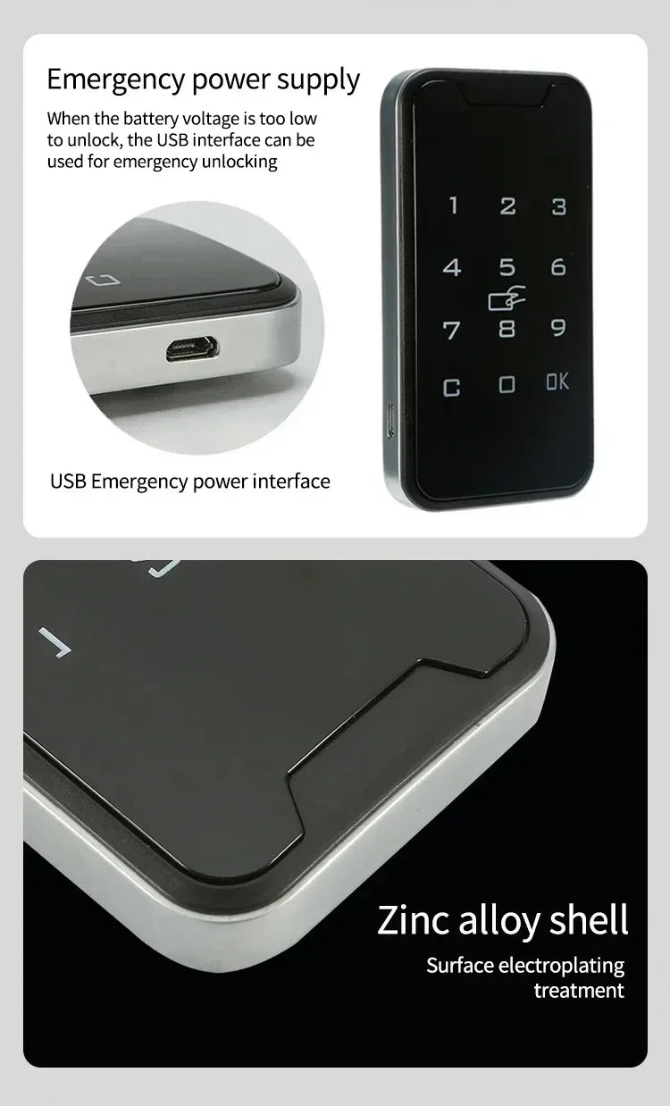 Home  Screen Cabinet Lock Digital Electronic Password Aluminum Sliding Door Security Bar Anti-theft Card Keypad Keyless Bolt