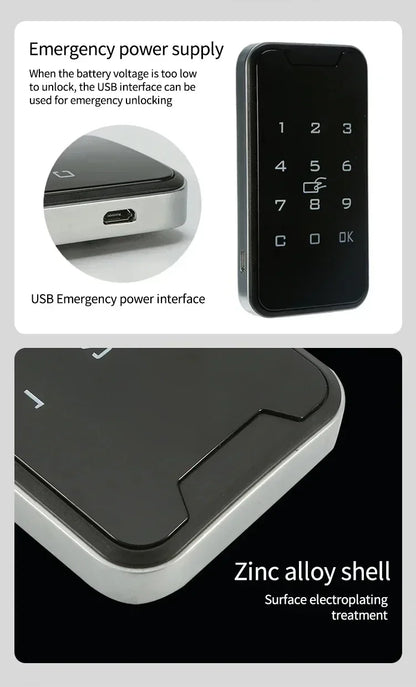 Home  Screen Cabinet Lock Digital Electronic Password Aluminum Sliding Door Security Bar Anti-theft Card Keypad Keyless Bolt