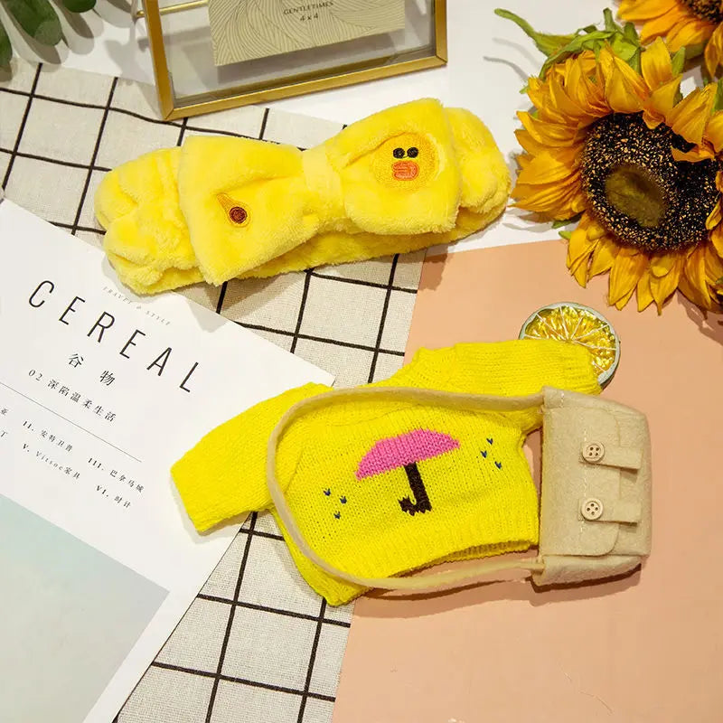 1set Clothes Suit Exquisite Soft Knitted Sweater DIY Accessories For 30cm Kawaii Yellow Duck Lalafanfan Plush Toys Stuffed Dolls