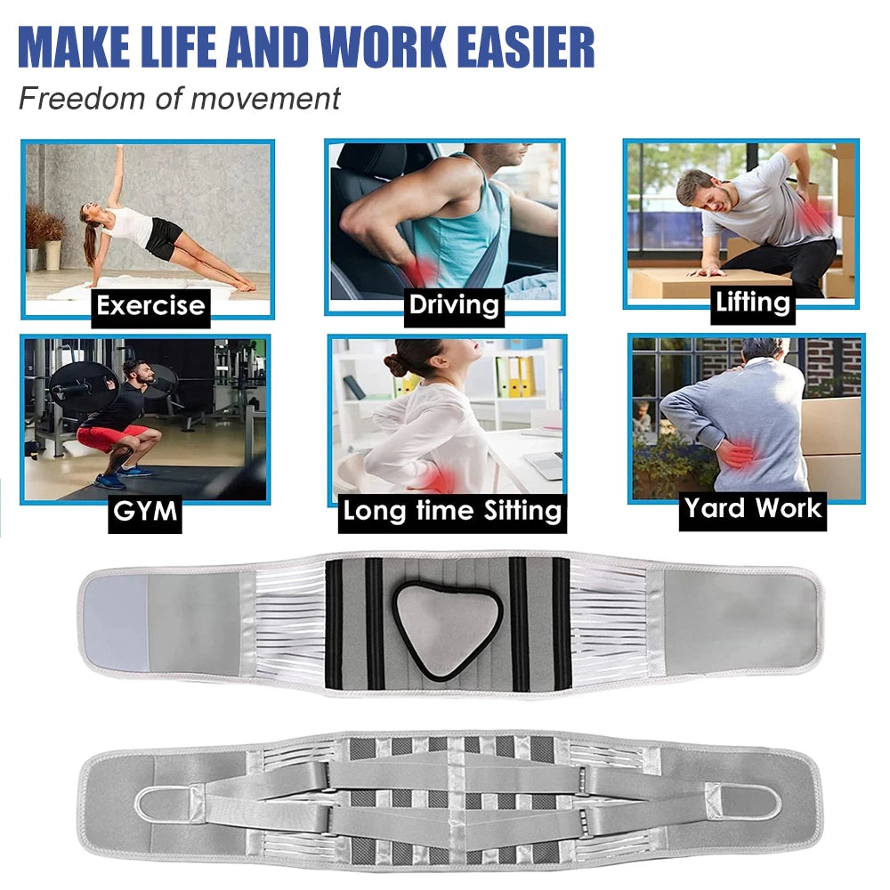 Back Brace for Men Women Lower Back Pain Relief with 6 Stays, Adjustable Back Support Belt for Work, Anti-skid Lumbar Support
