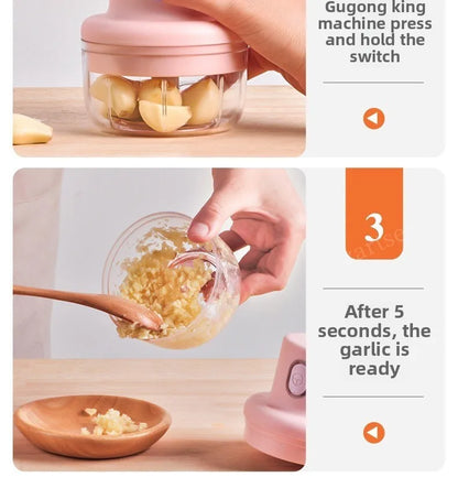 Portable Electric Garlic Chopper 100ml 250ml USB Vegetable Grinder Kitchen Garlic Masher Food Processor Tool