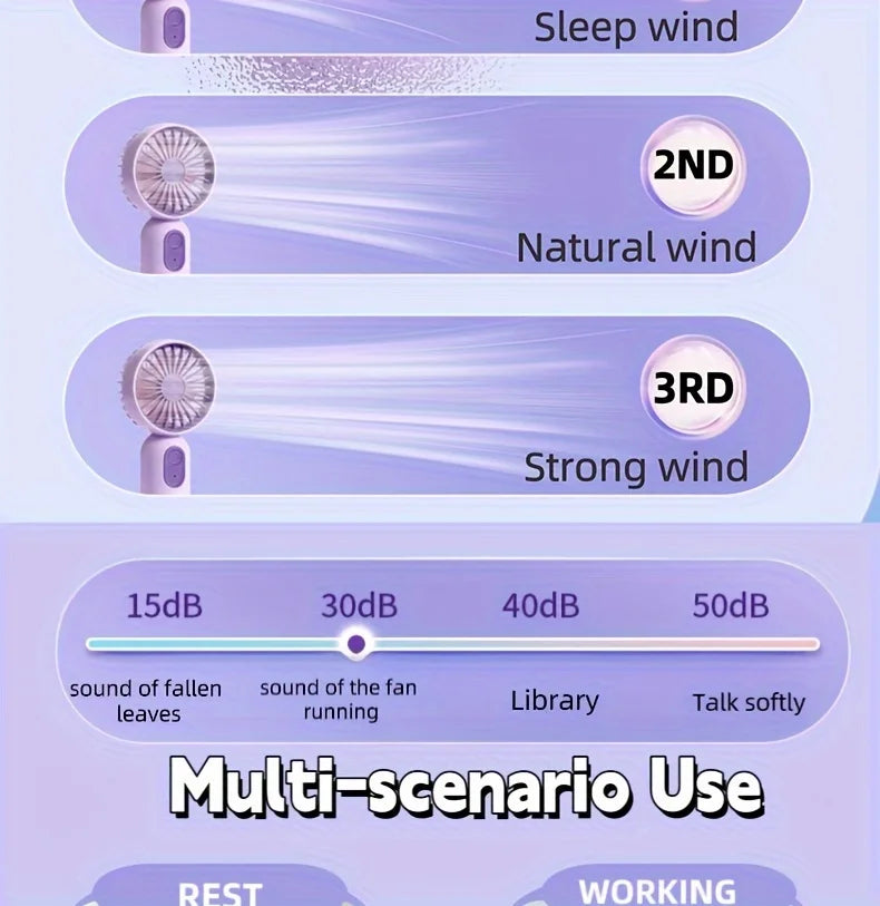 Mini portable fan, handheld small fan, USB charging, 3-speed handheld fan suitable for office, outdoor travel, and camping