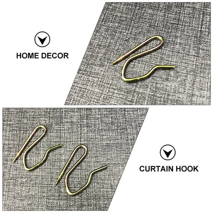 50pcs Metal Curtain Hooks for Drapes- Shaped Drapery Hook for Window Curtain Door Curtain Shower Curtain Golden
