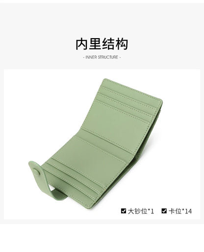 RFID Anti-blocking Wallet for Women, Multi-Card, Credit Card Bag, Lightweight and Simple, Short Buckle, Small, Fashion Wallet