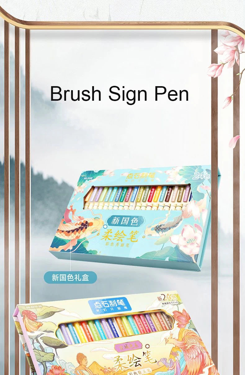 24colors/set Calligraphy Art Marker Pens Brush Pen Art Marker Craft Supplies Art Writing Office School Supplies Stationery