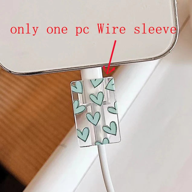 Cute Smile Case For Apple iphone 18W 20W US Charging Head Protective Sleeve Fast Charging Shell Soft Wire Cable Cord Organizers