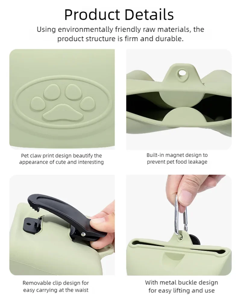 Silicone pet feeding bag, pet supplies, silicone dog food bag, silicone bag manufacturer, portable outdoor dog training bag