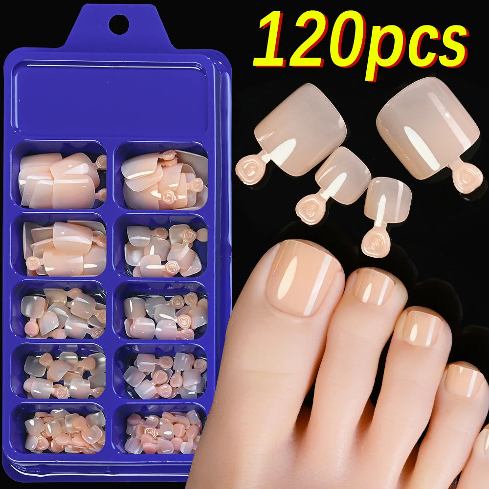 100PCS Short Square False Toenail Tips Full Cover White Artificial Fake Toenail Acrylic Foot Nail Art Tip Press on Toe Extension