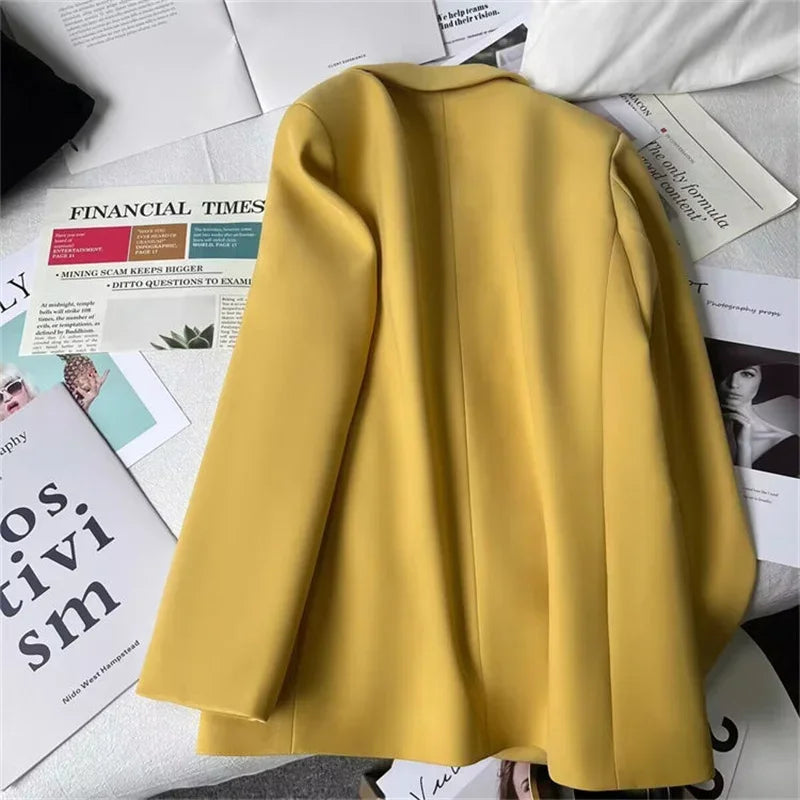 Office Lady Elegant Single Button Blazer Women New Autumn Long Sleeve Slim Jackets Casual Chic Tops Coats Outerwears Female