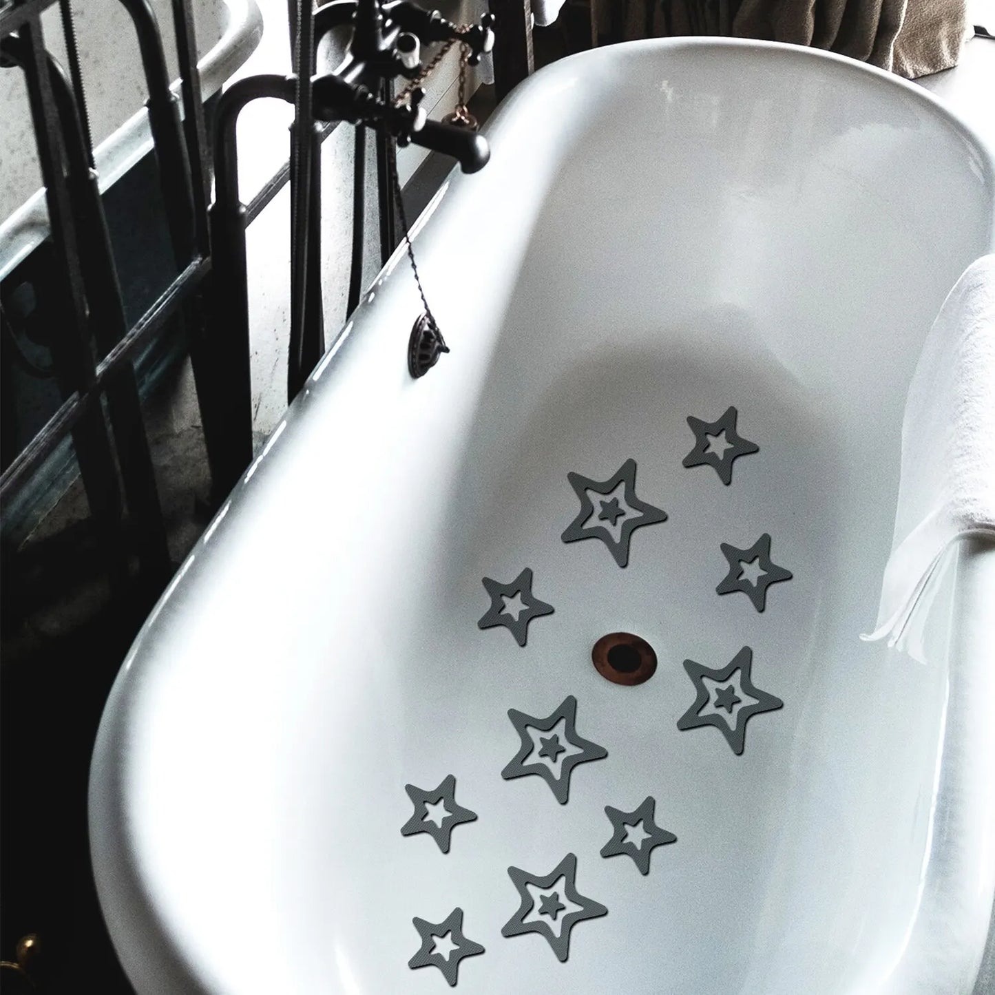 10 PCS Anti Slip Shower Tread Sticker Safety Bathtub Strips Premium Adhesive Star Snowflak Decals for Bath Tub Shower Stairs